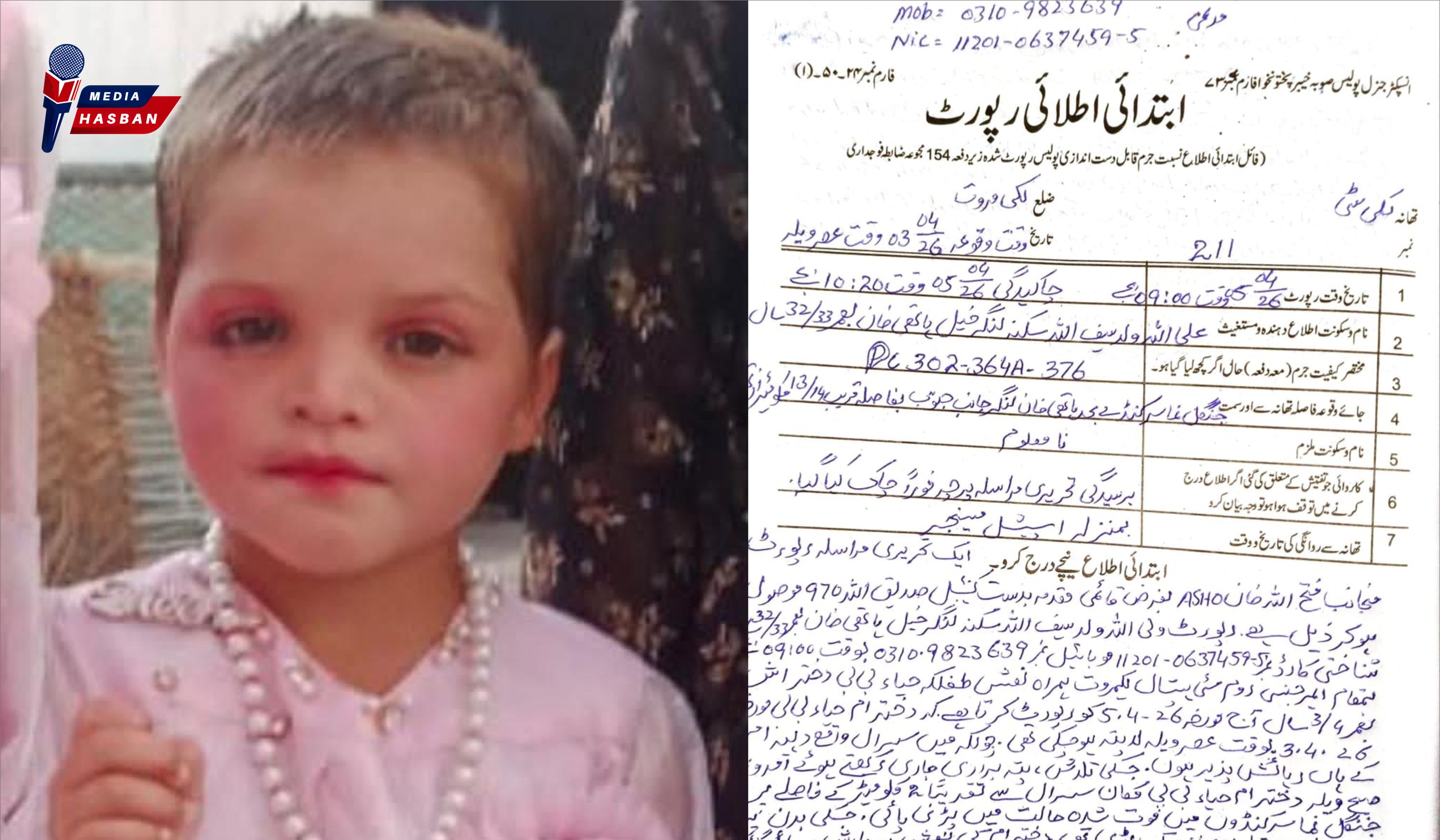 لکی مروت میں 3 سالہ معصوم ننھی پری جنسی زیادتی کے بعد بے دردی سے قتل