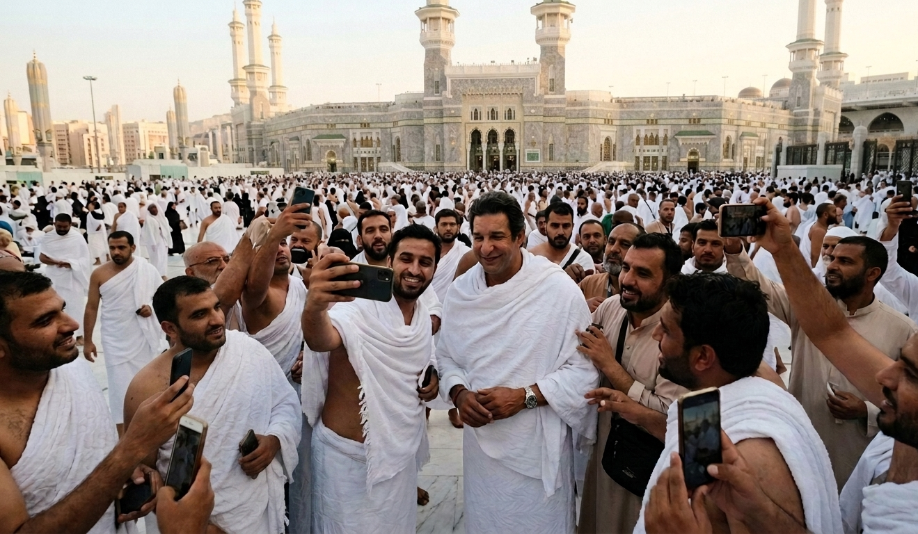 حج کی ادائیگی مشکل نہیں تھی، مداحوں کے ساتھ تصاویر بنوانے نے زیادہ تھکا دیا: وسیم اکرم۔