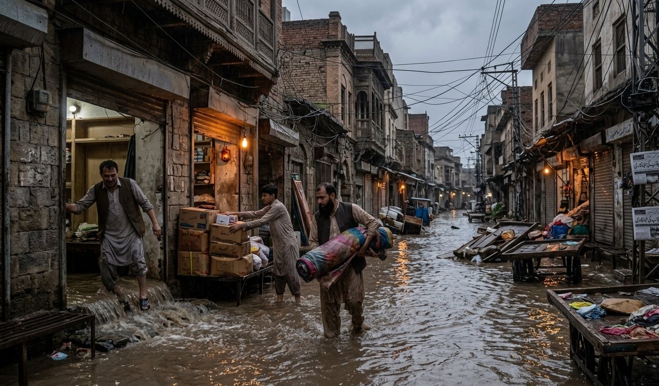 پشاور میں شدید اور طوفانی بارشوں کے باعث تاجروں کو ایک ہی دن میں 1 ارب روپے سے زائد کا نقصان