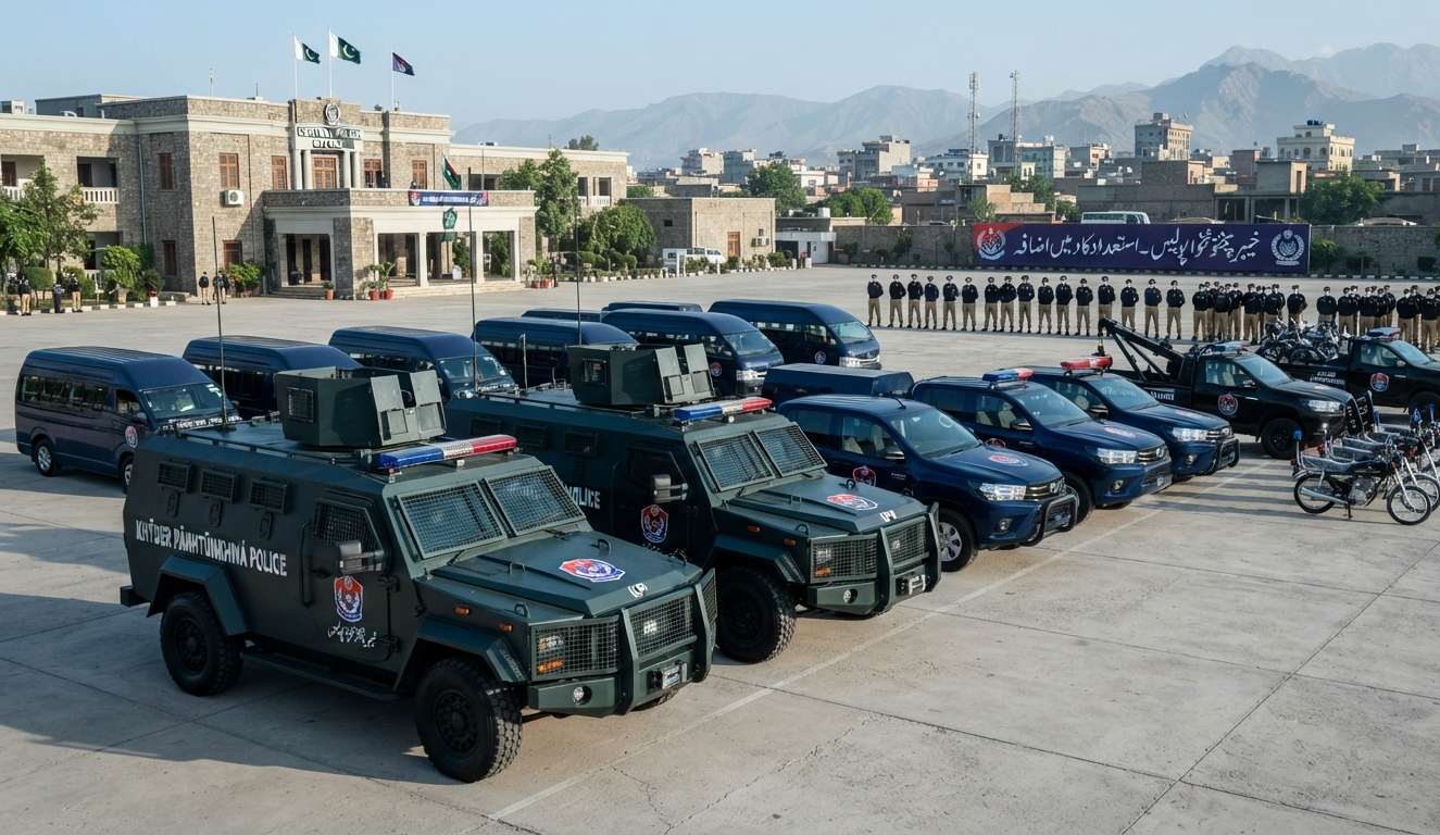 خیبرپختونخوا پولیس کی آپریشنل استعداد میں بڑا اضافہ، جدید بلٹ پروف اے پی سیز اور گاڑیاں فورس کے حوالے۔